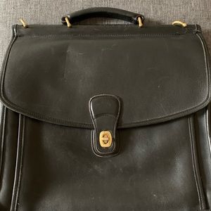 Authentic coach black leather laptop bag